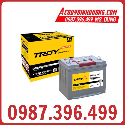 Ắc Quy TROY EFB N55 - 65B24L (12V-52ah)